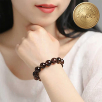 Bracelet classique en perles de quartz fumé naturel du Brésil 10 mm - Qualité de collection, haute clarté, cadeau de guérison spirituelle