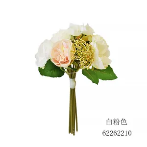 Ramo de novia de boda Artificial, rosa roja y Rosa de Brasil, 30cm, ramo de flores para decoración del hogar de boda