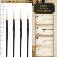 Ensemble de pinceaux de précision en poils de Kolinsky de haute qualité pour la peinture de micro-modèles, kit de 4 pièces