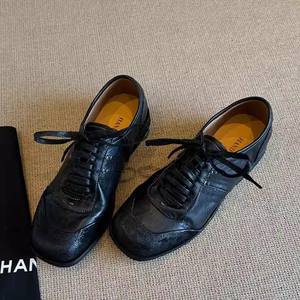 QLFashion2025 nuevos zapatos de entrenamiento de alta sensibilidad negros estilo británico Casual minimalista hecho a mano cuero de caballo boxeo F918 - Product Image 1