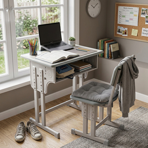 Meubles scolaires ergonomiques, chaise de bureau pour étudiants, hauteur réglable, table d'étude en métal et en bois pour la salle de classe, l'apprentissage à domicile - Product Image 2