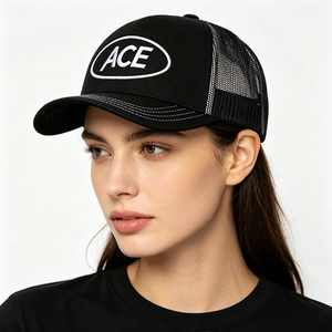 Gorras Trucker de 5 Paneles con Logotipo Bordado Personalizado, Bordado 3D en Relieve, Malla ACE, Unisex, Adulto, Primavera Verano, Dos Tonos, Transpirables, Venta al Por Mayor - Product Image 1