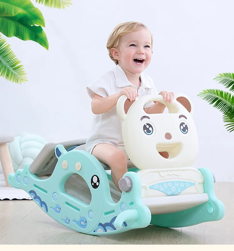 New Plastic Rocking horse and indoor rocking toys on hot sale slide and horse