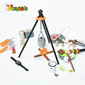 새로운 뜨거운 역할 놀이 게임 나무 캠핑 바베큐 세트 장난감 W10D503