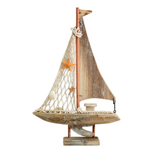 Handmade Wooden Sailboat Model Mediterranean Style Decorative Art Display Home <b>Ornament</b> - Product Image 2