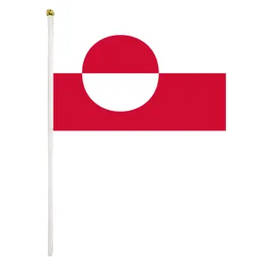 Cheap polyester Fabric 4x6 small mini Greenland national hand held flags stick