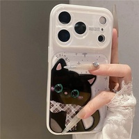 Étui pour iPhone 17 Pro Max rose 3D en forme de chat, très stylé, transformable, avec protection intégrale anti-chute en acrylique électroplaqué