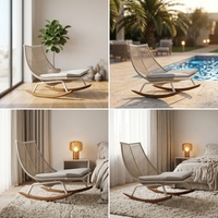 Fauteuil à bascule en rotin respirant, minimaliste, pour l'été, idéal pour appartement et salon