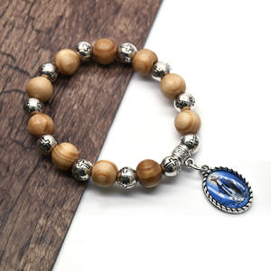 Fábrica <span class=keywords><strong>de</strong></span> joyería cristiana religiosa 10mm cuentas <span class=keywords><strong>de</strong></span> madera <span class=keywords><strong>de</strong></span> pino Jerusalén Cruz <span class=keywords><strong>Virgen</strong></span> María encantos pulsera <span class=keywords><strong>de</strong></span> cuentas para hombres y mujeres - Product Image 6