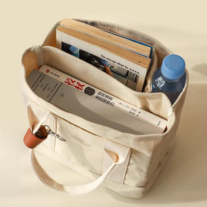 Bolsa de Lona Simple para Mujer, Gran Capacidad, Horizontal, Cuadrada, Estilo Minimalista, Uso Diario, Primavera 2025 - Product Image 1