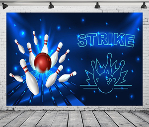 Spanduk Pesta Bowling Latar Belakang Dekorasi Ulang Tahun Anak Tema Bowling Biru Spanduk Dinding Besar Dekorasi Pesta - Product Image 2