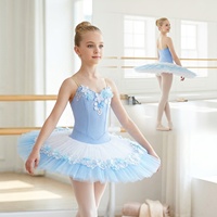 Tutu de ballet bleu clair ET23004 pour filles, tenue de danse, tutu de ballet floral, costume de performance pour compétition de ballet professionnelle