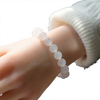 Bracelet en agate blanche naturelle et calcédoine, perles simples, pour femmes et hommes, perles de prière bouddhistes, style ethnique tendance, Guangzhou
