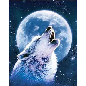 5d Diy Diamond Painting Wolf Maan Moderne Huisdecoratie Volledige Ab Boor Vierkant Diamant Schilderij Voor Volwassenen