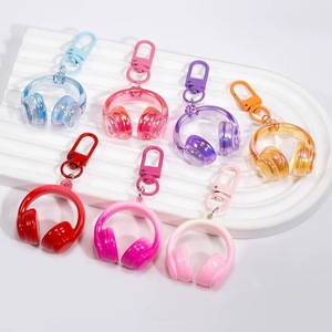 Porte-clés mini-casque 3D, Charme mignon en acrylique pour écouteurs, Pendentif de sac coloré pour les amateurs de musique et les adolescents - Product Image 3