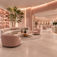 Moderner, stilvoller, maßgefertigter Salon-Nagel-Präsentationsständer mit LED-Beleuchtung, umweltfreundlich, robust, individuell gestaltetes Holz-Beauty-Display-Rack für Friseure