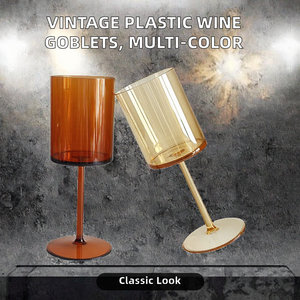كؤوس نبيذ بلاستيكية ذهبية وردية زرقاء بنية أنيقة لحفلات الزفاف والمناسبات - Product Image 3