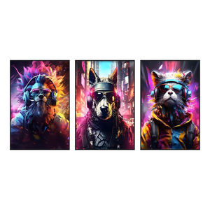 Affiche de graffiti <span class=keywords><strong>pop</strong></span> <span class=keywords><strong>art</strong></span> moderne, animal portant des écouteurs, peinture en porcelaine cristalline, décoration murale pour chambre à coucher, salle de jeux, peinture murale - Product Image 6