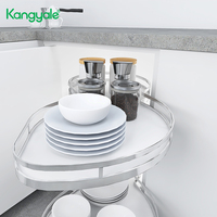 Kangyale Plateau tournant d'angle magique moderne Lazy Susan à 2 niveaux multifonctionnel pour armoire de cuisine et garde-manger