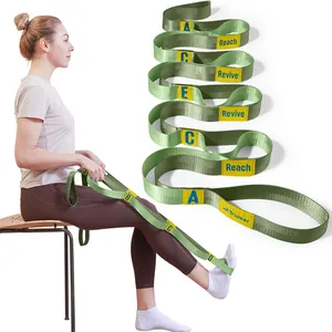 Trideer alça de alongamento com 10 alças, alça não elástica para ioga, alça para alongar as pernas, para flexibilidade de fisioterapia