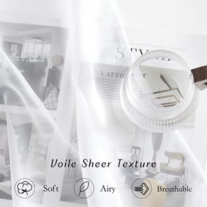 Cortinas transparentes blancas de ventana Elegantes y ligeras de poliéster de gasa clásica más vendida para dormitorio/sala de estar - Product Image 3