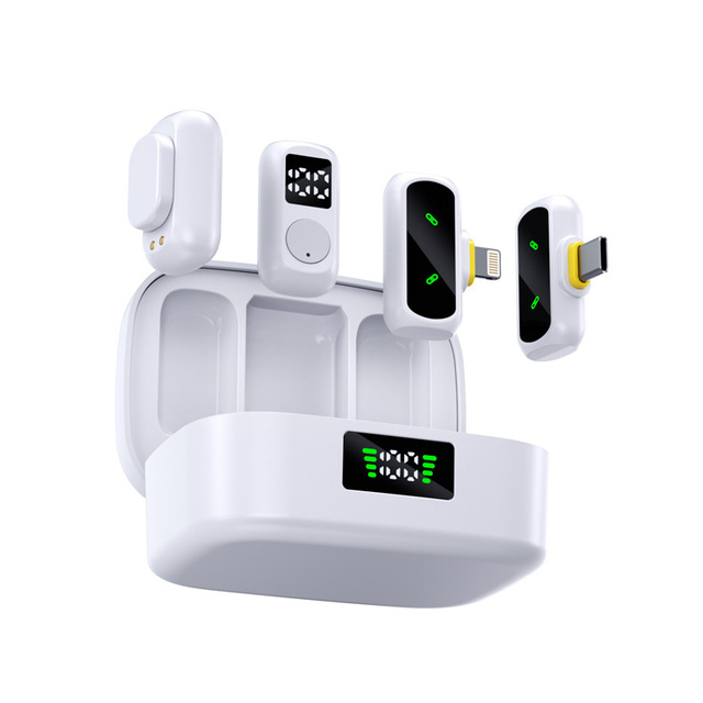 QY88 Cross-border New Dual-Channel Digital Display Magnetic Mini Wireless Full Direction Lapel Microphone AI Noise Reduction
