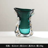Vase à fleur en cristal de luxe décoratif vert de conception géométrique minimaliste de distorsion personnalisé en gros
