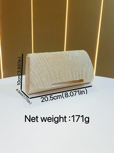 Nuevo Bolso de Mano de Lujo Portátil con Textura Arrugada, Cartera de Noche Pequeña con Proceso de Perforación en Caliente, Cierre de Cremallera y Cadenas para Mujer - Product Image 6