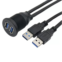 Câble de montage encastré double USB 3.0 AUX, 2 ports USB 3.0, câble d'extension USB 3.0, adaptateur de panneau de tableau de bord pour voiture, camion, bateau, moto