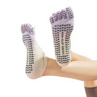 Chaussettes de yoga antidérapantes à cinq doigts camouflage, idéales pour le Pilates et le fitness en intérieur, en coton, élasthanne et polyester