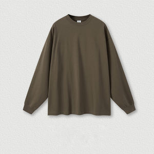 W0186 Men's Unisex O-Neck <b>T</b>-<b>Shirt</b> 425GSM Heavy Basic Large Size Autumn <b>Winter</b> Solid Color Cotton Long Sleeve Loose Fit - Product Image 5