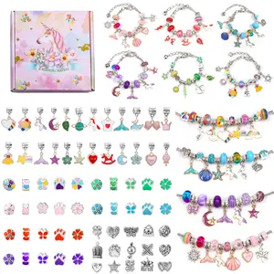 Populer Unicorn Pesona Gelang Membuat Kit DIY Anak-anak Gelang Generasi Lucu Kartun Perhiasan Manik-manik Hadiah Grosir