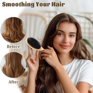 Cepillo de Pelo de Bambú Natural de Bolsillo, Mini Cepillo de Masaje con Cerdas de Bambú, Cepillo Desenredante Pequeño de Viaje, Cepillo de Pelo de Bambú para Bebés y Niños - Product Image 5