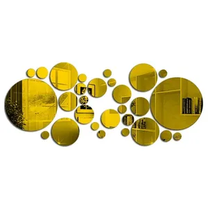 26 pz 3D acrilico <span class=keywords><strong>specchio</strong></span> rotondo adesivo da parete Design moderno per la camera da letto da letto bagno TV sfondo o decorazione della stanza - Product Image 6