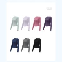 Haut de yoga à col rond pour femme, coupe ajustée, manches longues, extensible, vêtements de sport pour la course et le fitness, fournisseur