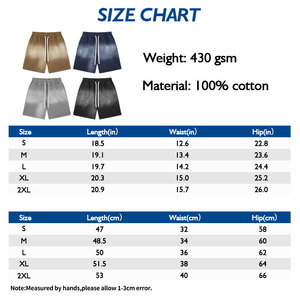 100% Vintage coton personnalisé Shorts hommes poids lourd éponge français lavé motif solide - Product Image 4