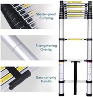 Échelle de grenier télescopique pliable industrielle en aluminium de 2 m, 7 marches, capacité de 150 kg, certifiée TUV, compacte et rétractable