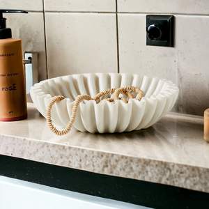 ชามแต่งระบายลายหินอ่อนสีขาว8นิ้วทันสมัยทรงหอยเชลล์โบราณทรงแหวนวินเทจชามผลไม้ถาดตกแต่งองค์ประกอบ - Product Image 2