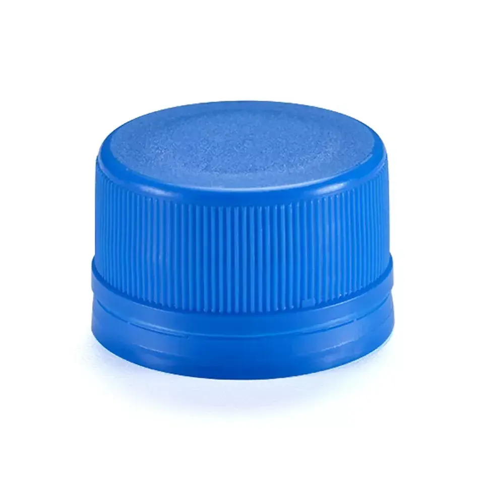 Kaliteli PCO 1810 28mm boyun plastik içme suyu şişesi PE beyaz ve mavi kapaklar