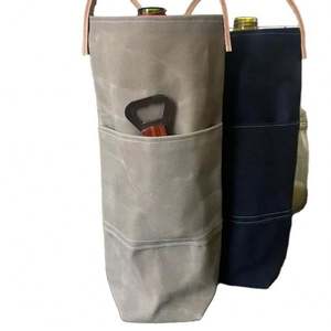 Pochettes fourre-tout en toile cirée, sac d'idée de cadeau d'amant de vin de kit de survie de vacances, sac de vin réutilisable de transporteur - Product Image 1