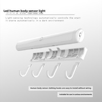Lampu LED Sensor Gerak PIR Stickon, Lampu Malam Bertenaga Baterai Kering, Lampu Bawah Kabinet dengan Pengait untuk Lemari, Lemari Pakaian, dan Dapur