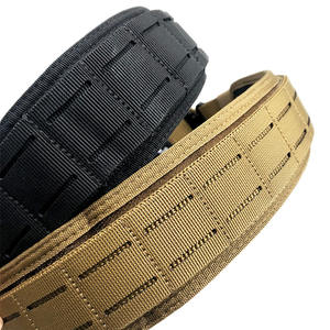 Sabuk taktis tugas EDC dua lapis diperkuat di bawah baja hitam gesper d-ring nilon uniseks penggunaan luar ruangan - Product Image 2