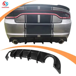 Honghang Diffuser Bumper belakang mobil, aksesori pengisi daya Dodge hitam mengkilap bibir belakang untuk Dodge Charger Diffuser belakang 2015-2021