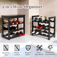 Vente en gros d'étagère en bois et bambou pour bouteilles de vin vitrine sur pied étagère de stockage de vin empilable pour la maison moderne