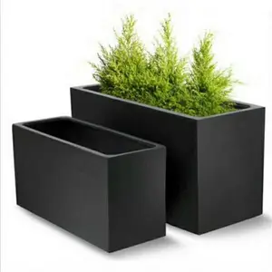 Large rectangular planter A fibrous concrete container for garden planting decorations