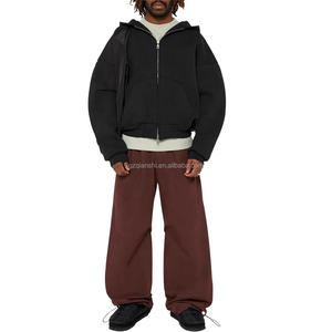 Sweat à capuche zippé Essentials 600 500 g/m² 100 % coton épais noir, coupe oversize, personnalisé, coupe carrée, court - Product Image 3