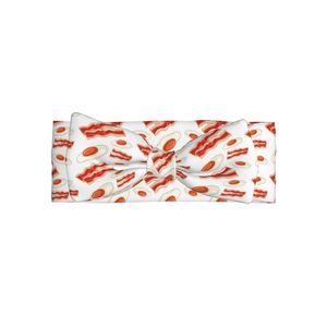 Diademas con estampado en blanco y rojo de nuevo estilo para niños pequeños recién nacidos de 0 a 6 meses Hobo Eggs Bacon Bows Elegantes y cómodos - Product Image 5