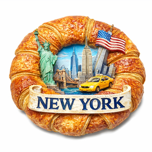 Aimants de réfrigérateur personnalisés en polyrésine 3D en forme de croissant, souvenir de voyage de New York, cadeau pour touristes - Product Image 2