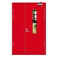 Portes battantes à double battant coupe-feu en acier inoxydable, design encastré avec verre, finition moderne pour supermarché