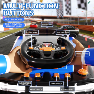 Jeu d'aventure de course multifonctionnel, jouet éducatif électrique de simulation de conduite, volant de voiture interactif musical pour enfants - Product Image 5